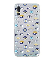PrintiFy Samsung Galaxy A30S ile Uyumlu Nazar Boncuğu 2 Baskılı Kamera Korumalı Şeffaf Silikon Kılıf