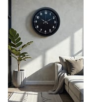 River World Duvar Saati 40 cm  Metal Pure Dark Black