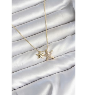 Pirinç Gold Renk Minimal Yıldız Model Kadın Kolye TJ-BKO11147