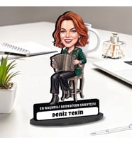 Akordiyon Sanatçısı Kadına Hediye Kişiye Özel Karikatürlü Biblo