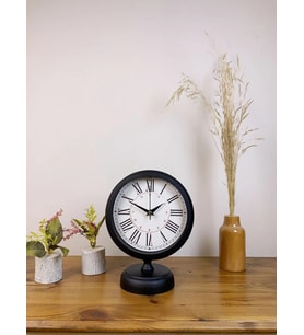 Pilelistore  Siyah Metal Modern Masa Saati 25×20 cm