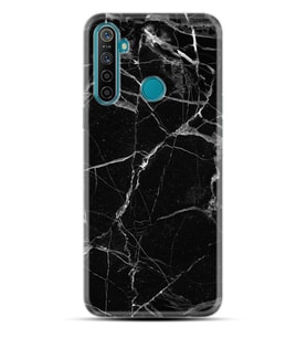 Realme 5i 5 Pro 6i 7 Pro 8 Kılıf Desemli Silikon Fragile Black Mermer 1378