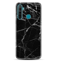 Realme 5i 5 Pro 6i 7 Pro 8 Kılıf Desemli Silikon Fragile Black Mermer 1378