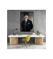 Mustafa Kemal Atatürk Renkli Kanvas Tablo Dikey Duvar Tablosu Atatürk Tablosu