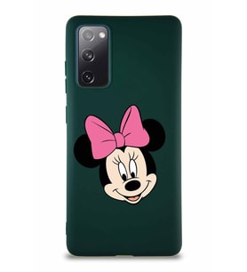 Samsung Galaxy S20 FE Soft Premier Kapak Minnie Mouse-C Tasarımlı Silikon Kılıf - Yeşil (Şeffaf)