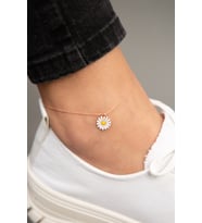 Elika Silver Kadın Rose Kaplama Mineli Papatya Model 925 Ayar Gümüş Halhal