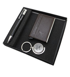 Signator D347 İsme Özel Set - Deri Kartlık + Anahtarlık  + Kalem Seti  İsme Özel Hediyelik Set (Karışık)