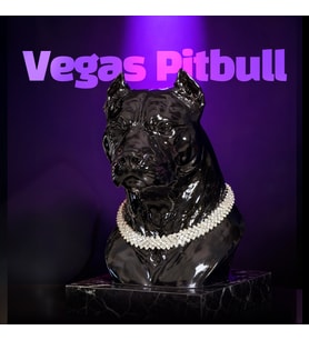 Vegas Pitbull Pırlanta Kolyeli Lüks Dekoratif Pitbull Figürü