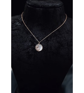 Papatya Silver 925 Ayar Gümüş Sedef Plaka Üzeri Zirkon Taşlı Ay Yıldız Kolye (Rose)