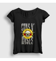 Presmono Kadın Siyah Bullet Guns N' Roses T-Shirt 56400tt