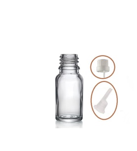 10ml şeffaf cam içten damlalıklı şişe beyaz kapak, 12 adet, damlalıklı şişe, damlatmalı şişe