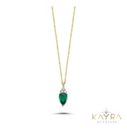 Peridot Damla Taşlı Altın Kolye AKM85