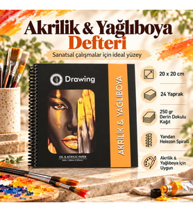 DreamArt Galery Akrilik ve Yağlı Boya Çizim Defteri 20x20 cm 250 gr Derin Dokulu 24 Yaprak
