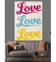 Renkli Love Yazısı Posteri Dekoratif Kanvas - Mdf Ahşap Tablo