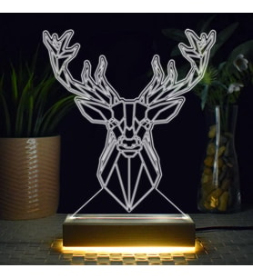 Ren Geyiği Tasarımlı 3d Led Lamba