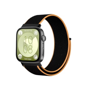 Huawei Fit 4 Hasırlı Cırtcırtlı Kordon (saat Değildir) - Siyah-turuncu