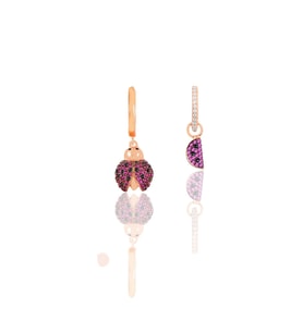 Gümüş rose zirkon taşlı uğur böceği kombin küpe SGTL11776ROSE