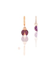 Gümüş rose zirkon taşlı uğur böceği kombin küpe SGTL11776ROSE