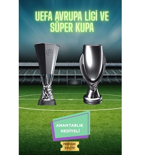 UEFA Avrupa Ligi & UEFA Süper Kupa 3D Maket Seti (15 cm) + Şampiyonlar Ligi Logolu Anahtarlık Hediye