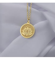 Kişiye Özel 925 Ayar Gümüş Tasarım Lotus Çiçeği Kolye (Gold)