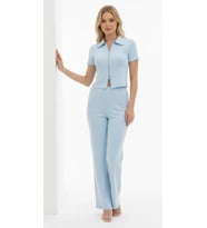 Kadın Polo Yaka Fermuar Detay Modal Touch Alt Üst Takım 26020 (Bebe Mavi)