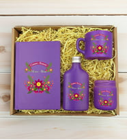 BK Gift Kişiye Özel İsimli DTF Anne Temalı Mor Defter & Kahve Fincanı & Kolonya & Mum Hediye Seti-6, Anneye Hediye, Anneler Günü Hediyesi