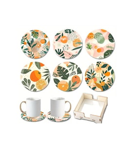 BİLGE tasarım Ahşap baskılı Bardak Altlığı 6 lı set Set AHŞAP ÖZEL TASARIM STAND KUTULU