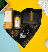 Kişiye Özel Premium Kalp Kutu Cüzdan Özel Kokulu Kolonya Metal Lüx Kalp  Anahtarlık Hedye Set