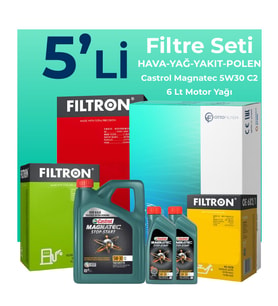 Filtron Kia Sportage 2.0 Dizel Filtre Bakım Seti Castrol Motor Yağlı (2005-2010) 5 Li