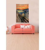 Multirenk Scream - Çığlık Leke Tutmaz Kadife Kumaş Duvar Örtüsü Duvar Halısı Tapestry (Turuncu-Mavi)