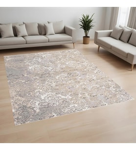 Rovigo Home Dijital Baskı Yıkanabilir Kaymaz Taban Salon Halısı Ve Yolluk RVG0997-FNL248 (Bej)