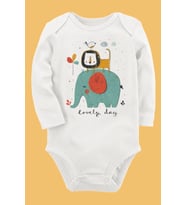 Organik Baskılı Pamuklu Unisex Bebek Body UZUNE175