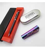 Clipper® Klasik Gökkuşağı Kişiye Özel Çakmak ve Kalem Seti Hediyelik Çakmak