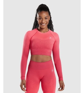 Gymshark Seamless Long Sleeve Crop - Hot Coral
