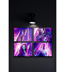 Çerçevesiz Çerçeve Görünümlü  4 Parça 30x40 Avangers Temalı  Mdf Tablo Seti Yenilmezler Çoklu Baskı