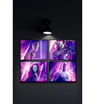 Çerçevesiz Çerçeve Görünümlü  4 Parça 30x40 Avangers Temalı  Mdf Tablo Seti Yenilmezler Çoklu Baskı