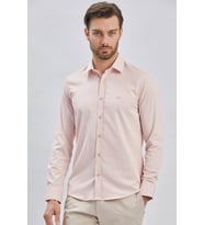 Somon Uzun Kollu Sert Yaka Cepsiz Pamuklu Likralı Klasik Slim Fit Dar Kesim Gömlek 1004240234