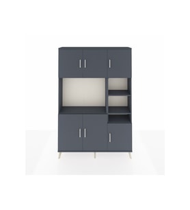 Arges Dolap 10 Raflı 6 Kapaklı 132x30x195 Antrasit-Antrasit/Antrasit