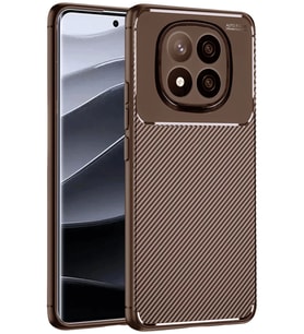 Redmi Note 14 Pro Plus Kılıf Auto Focus Karbon Kapak - Kahverengi