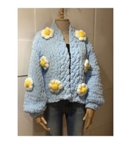 El yapımı örgü puffy chunky hırka_papatyalı, polar hırka