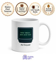 Kişiye Özel Grafik Ekran Temalı Kupa Bardak İsimli Hediye Tasarım Mug