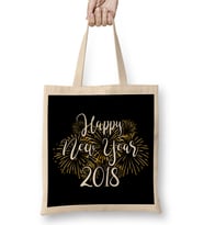 Awesome Happy New Years 2018 Fireworks Bez Çanta Uzun Saplı