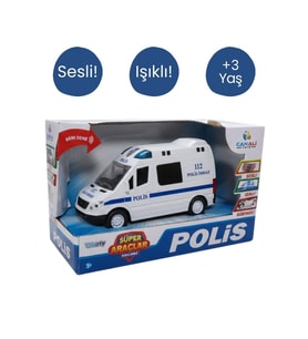 Sesli ve Işıklı Polis Aracı – Sürtme Güçlü Oyuncak Araç (112 Polis İmdat) (Beyaz)