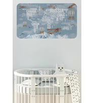 Ülke Adlı Eğitici Dünya Haritası Dünya Atlası Çocuk Ve Bebek Odası Duvar Sticker -60x105-3822