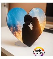Kişiye Özel Tasarım Kalpli Metal Levha  Çerçeve15x19cm (,Hediye,Paketi Yapılır,Not Yazılır)