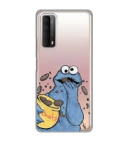 Huawei P Smart 2021 Uyumlu Susam Sokağı Kurabiye Canavarı Desenli Şeffaf Telefon Kılıfı