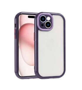 Skyarc Apple iPhone 15 Kılıf Kamera Korumalı Renkli Kenar ve Çerçeve Tasarımlı Vitamin Kapak (Mor)