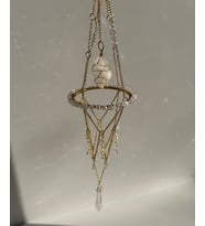 Kristal Kuvars Sun Catcher 1 - Güneş Tutucu, Güneş Yakalayıcı, Doğal Taşlı, El Yapımı (Mor)