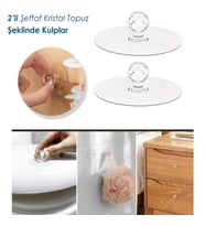 Çok Amaçlı 2li Kristal Topuz Kendinden Yapışkanlı Çekmece Kulpu Yapışkan Askı 