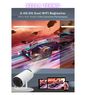 Dahili Hoparlörlü Akıllı Projektör, Android, USB ve HDMI Bağlantılı